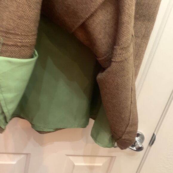 Ann Taylor Loft Size 6 Green Tan Brown Midi Wool Rayon Polyester Acetate New - Picture 6 of 10